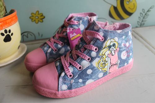 芭比娃娃童帆布鞋童鞋2014新款韩版中帮牛仔布童鞋b43126图片_11